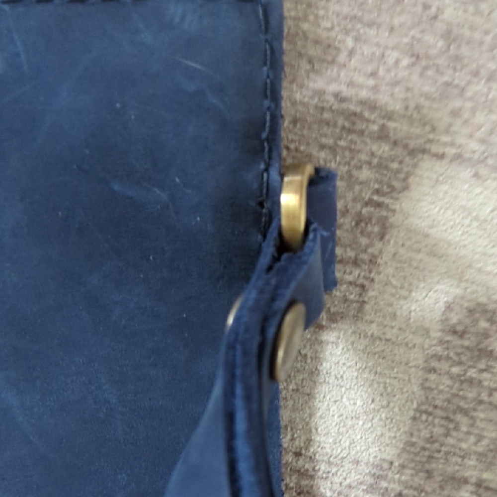 Portland Leather Navy Blue Clutch with Gold Zipper - Picture 7 of 7